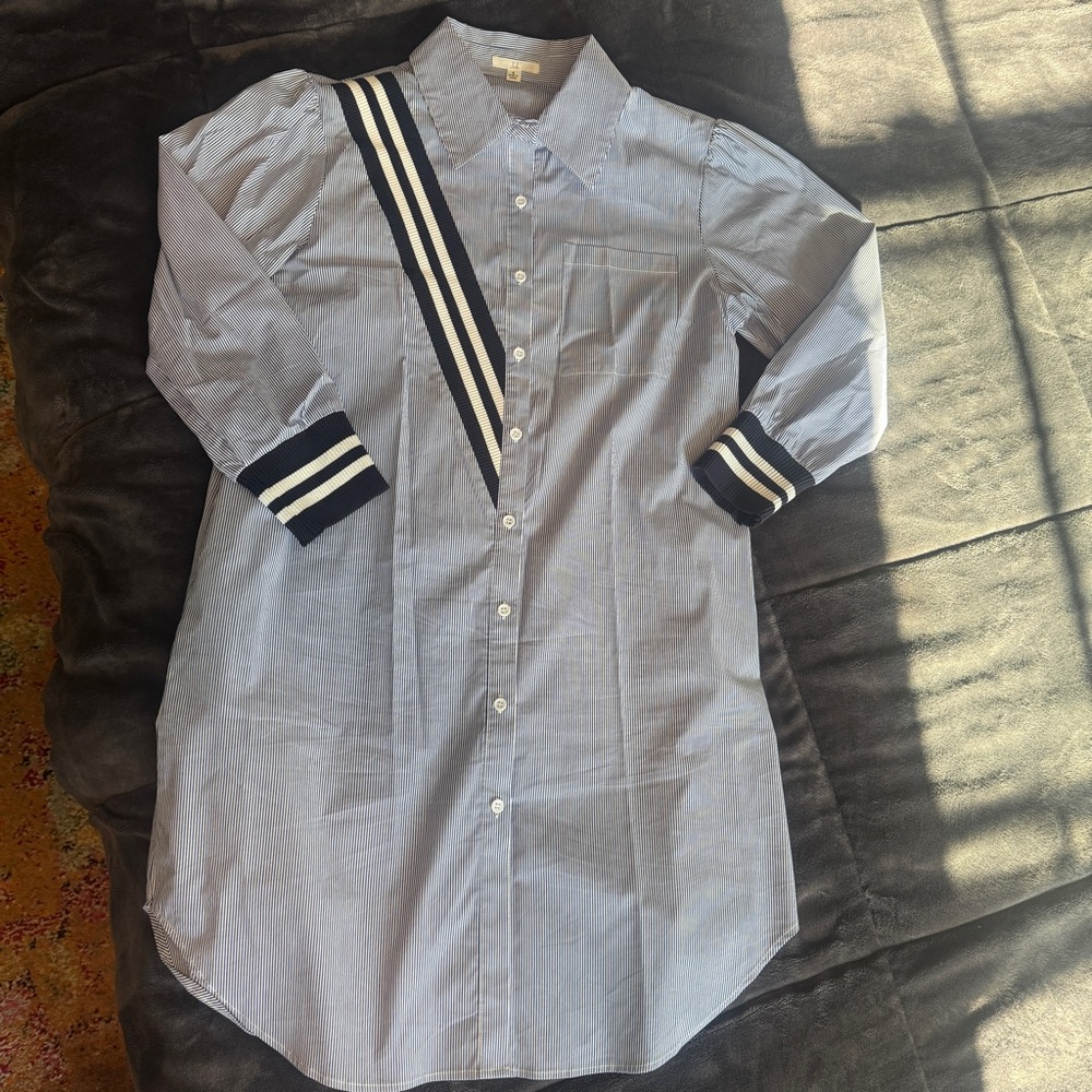 Blue and white nautical stripe casual dress